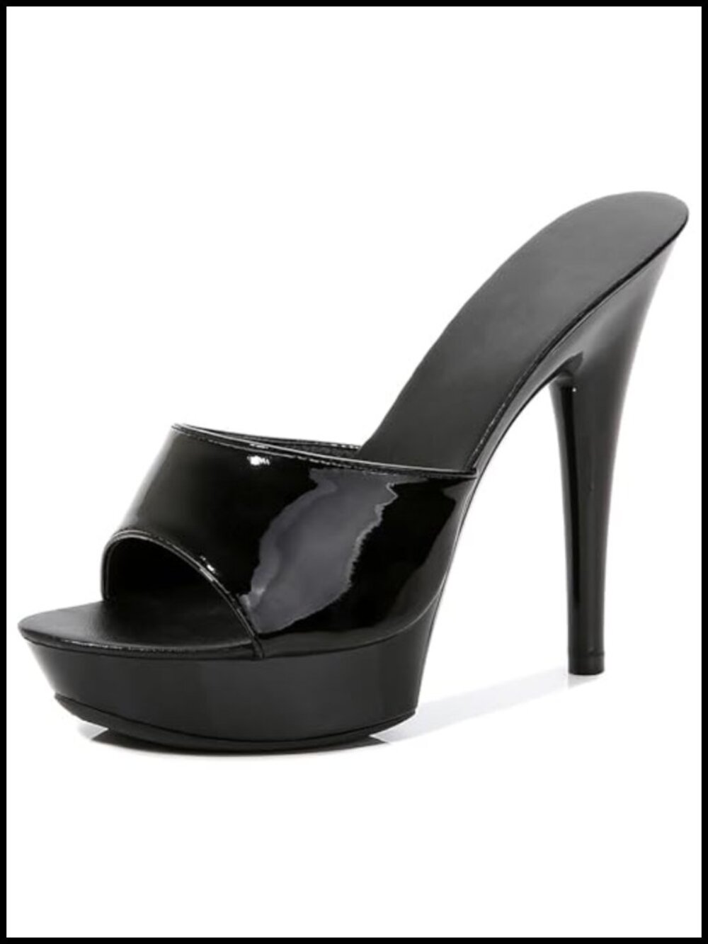 Patent Leather Fish Mouth Stiletto Platform Heels Slip On Party Shoes